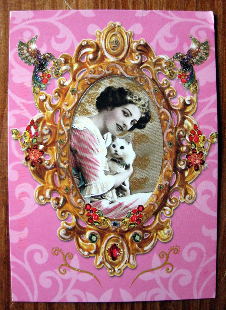 Bejeweled princess kitty postcard