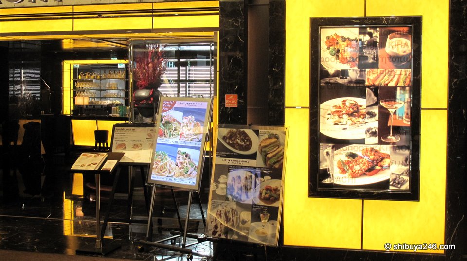The menus on display at the front of the store.