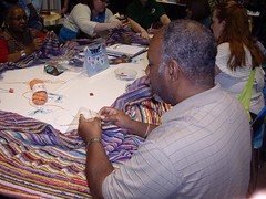 One of many male knitters who stepped up to the plate