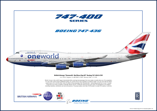 British Airways Oneworld - Red Nose Day 09 Boeing 747-436 G-CIVI
