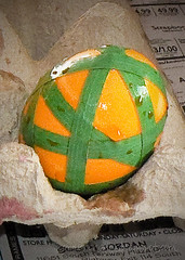 tape decorated dyed easter egg
