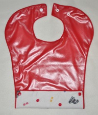 Dalmations with red PUL "reverse" toddler pocket bib