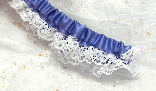 Heavely Purple and Lace Wedding Garter by sixcatspinnsew