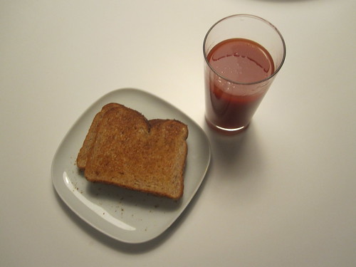 buttered toast and tomato juice