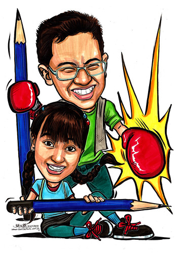 Caricatures of Nigel Chew & Jermaine Leong A4