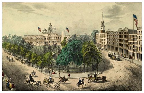 018-New York- Vista del Parque y fuente del City Hall 1851-The Eno collection of New York City-NYPL