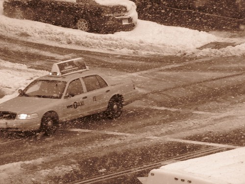 Taxi Cab in a snow storm