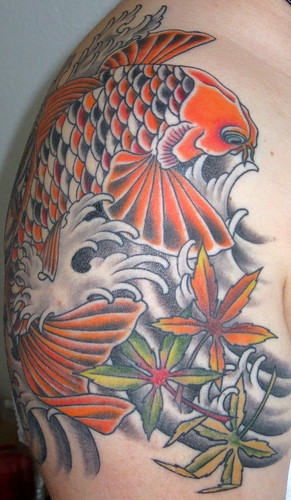 Nessa Koi Carp Finished 2 All work completed koi carp sleeve tattoos