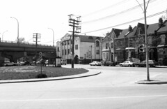 Historic photo from Sunday, May 22, 1988 - King St E. looking north-west, from Sumach St. by collations in Corktown