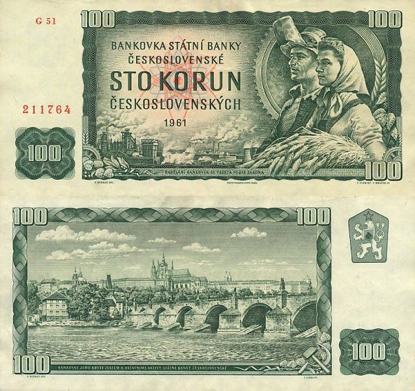 100 Kčs II. Sto korún Československo 1961, II.vydanie