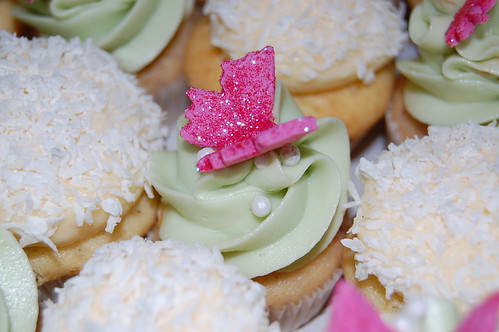 Wedding cupcakes with Pink butterflies :)