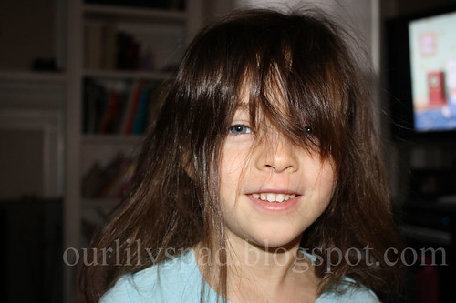 After 2 - she cut the bangs in herself