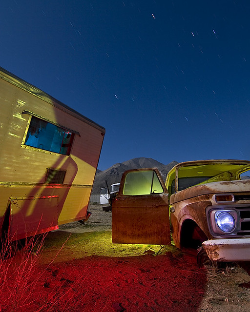 lightpainting ford abandoned night f150 cadillac fullmoon junkyard 1956 camper startrails 1963 highway395 nocturnes pearsonville