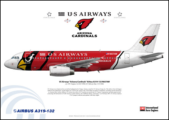 US Airways Arizona Cardinals Airbus A319-132 N837AW