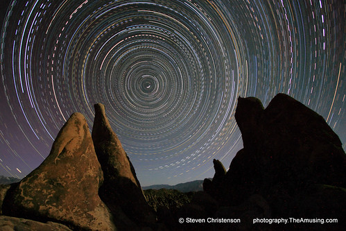 An ultra long stacked exposure taken in Alabama Hills near Mount Whitney, Lone Pine, California