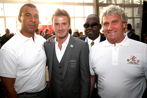 Ruud Gullit, David Beckham and Jean-Marie Pfaff