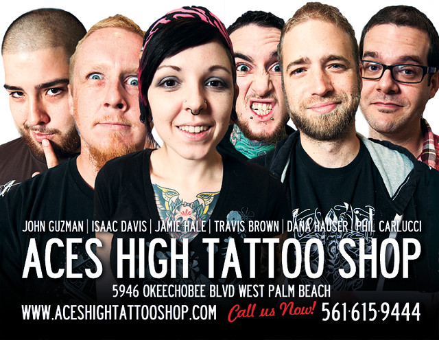 Just finished a quick promotional flyer for Aces High Tattoo Shop.