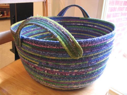 Fabric Basket - Blue, Purple & Green