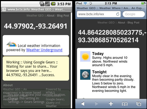 Android, iPhone Geolocation Weather GEO