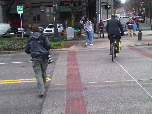 Seattle Mayor Mike McGinn Rides His Bike to Press Conferences