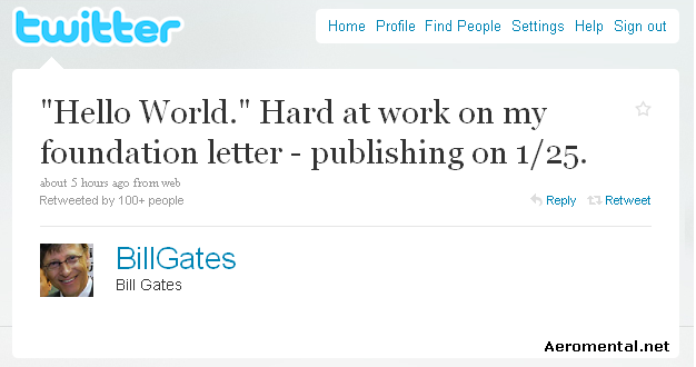 twitter Bill Gates first tweet