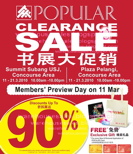 11 - 21 Mar: Popular Clearance Sale