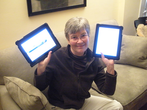 Betsy with TWO iPads