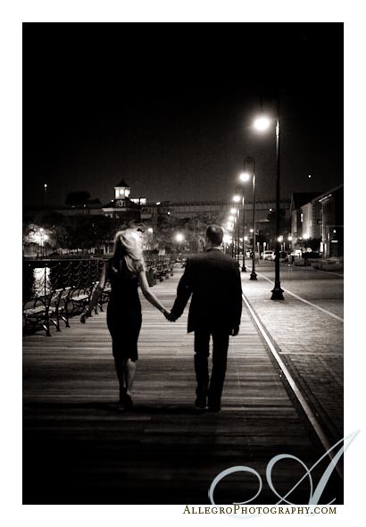 maren-steve-boston-e-session- nighttime in charlestown- engagement photos on the pier