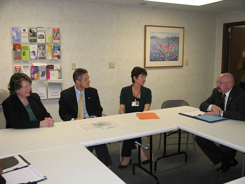 From left: Agriculture Deputy Secretary Kathleen Merrigan, Congressman Mark Schauer, Center for Family Health Executive Director Molly Kaser and State Director for Michigan Rural Development James Turner discuss the new health center.