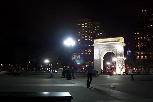 Washington Square at night