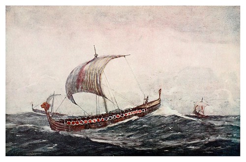 000-Nave del tiempo de Alfredo el Grande-The Royal Navy (1907)- Norman L. Wilkinson