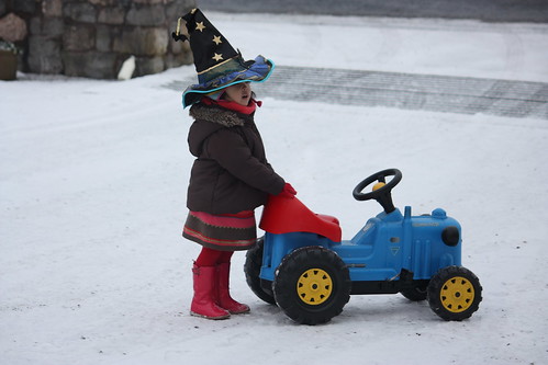 a witch on a tractor!