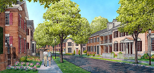concept rendering of new neighborhood in Davidson (by: Dover Kohl & Partners)