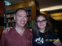Scott Westerfeld and Foz Meadows at the Solace & Grief book launch in Sydney