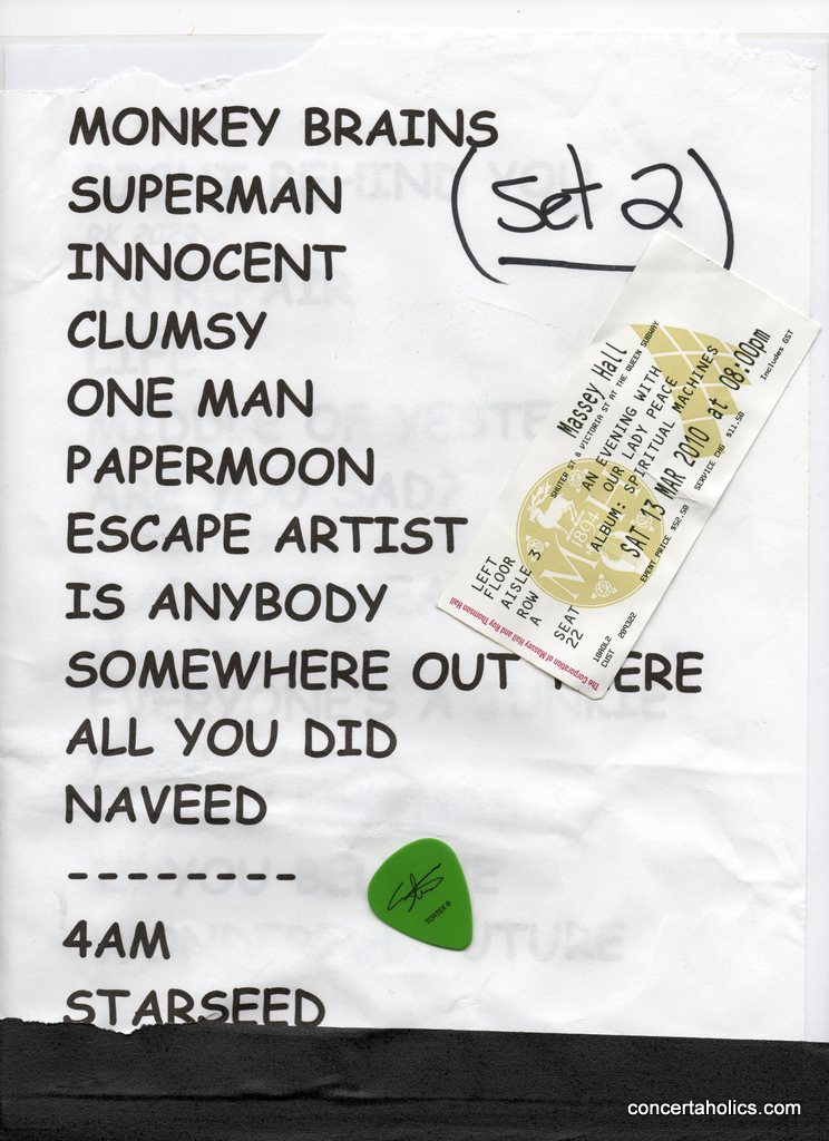 Our Lady Peace Setlist | Massey Hall | March 13, 2010