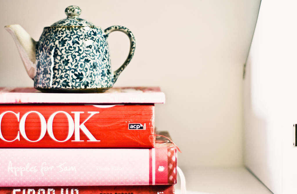 teapot on books