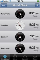 iPhone world clocks
