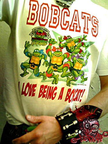 "Norwayne High School" - Creston, Ohio  .. Limited Edition TMNT ARTS Benefit T-shirt ' I LOVE BEING A BOBCAT ! '  i // art by Hatten , Brown & Lavigne (( 2009 ))