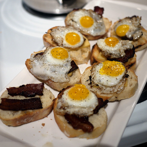 Quail eggs and Canadian bacon