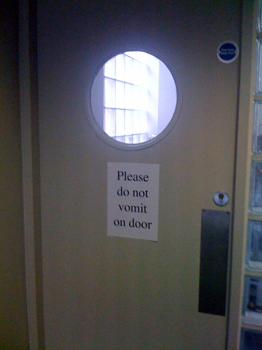 Please do not vomit on door