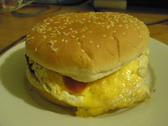 Black & white pudding & egg burger