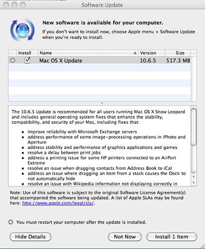 2010-11-11Mac Software Update - MAC OS X Update 10.6.5