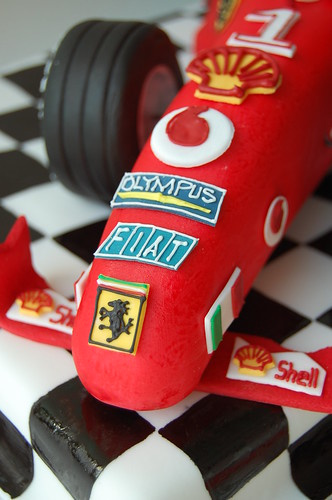 Ferrari F1 Race Car Birthday Cake - closeup