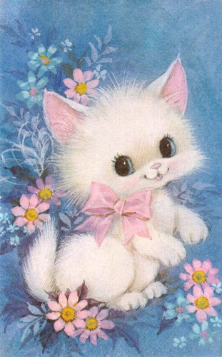 1970s Greeting Card - Big Eyed Kitten by The Woman in the Woods