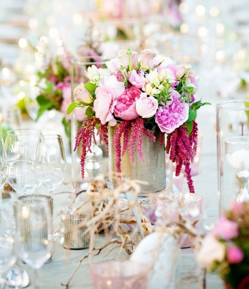 Flowers Wedding with a gorgeous centerpiece I love the hot pink flowers 