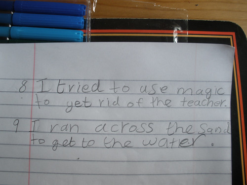 H tried to use magic to get rid of the teacher..
