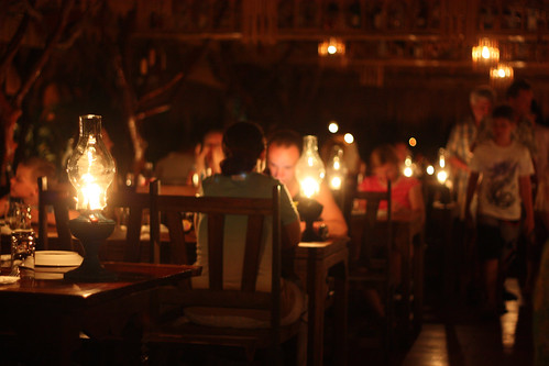 Dinner by gas lantern at the Jungle River Rafts