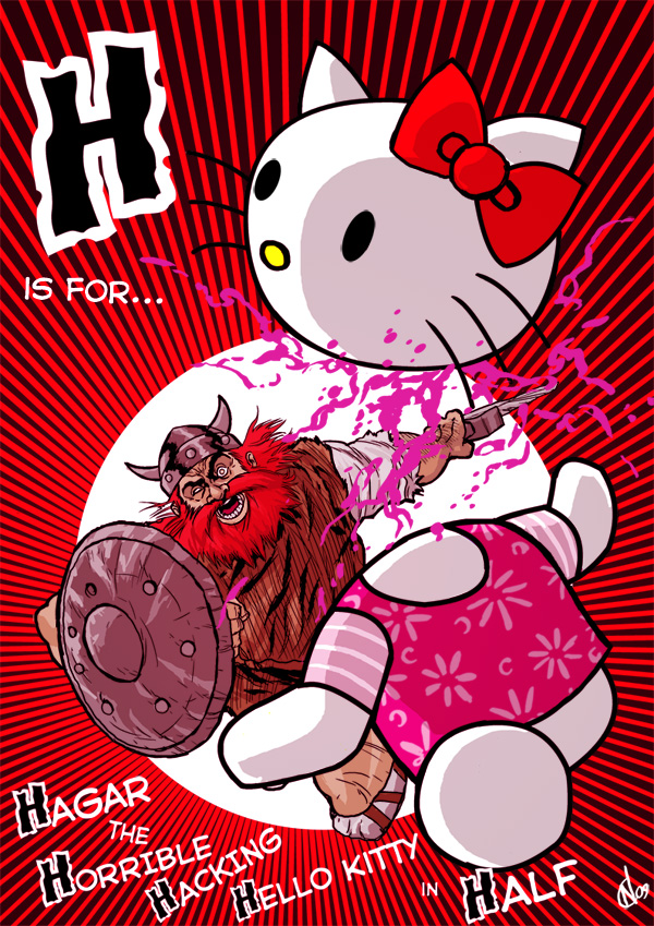H is for... Hagar the Horrible Hacking Hello Kitty in Half