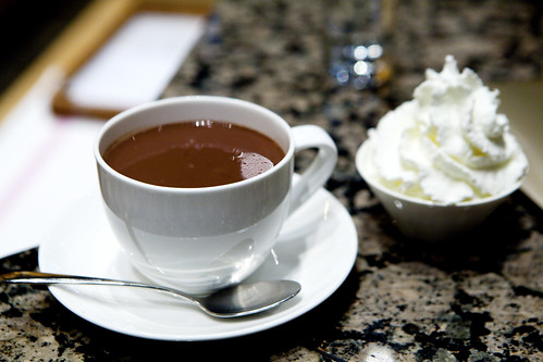 Caracas hot chocolate with whipped cream on the side