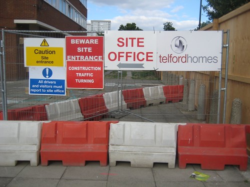New entrance to Telford Homes Construction Site at base of Ennerdale House